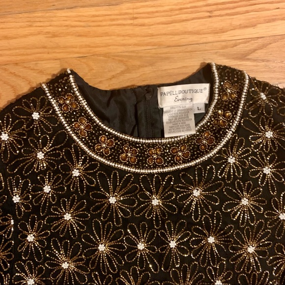 Adrianna Papéll Boutique Evening Beaded Sequined Floral Top - Picture 3 of 7